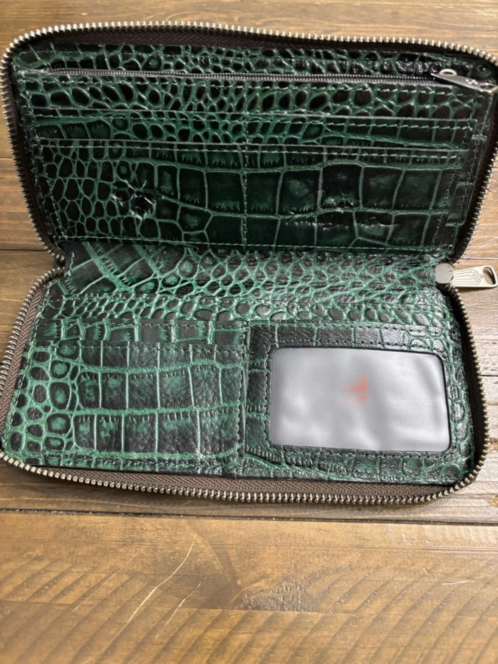 Patricia Nash Green Croc-Embossed Lauria Leather Wallet